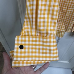Sean John Mens 3XB Tall Yellow Gingham Button Front Dress Shirt 100% Cotton