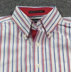 Paul Fredrick Dress Shirt Mens 17-33 Two Ply Cotton Long Sleeve Button Stripe