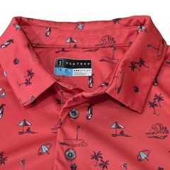 PGA Tour Pro Series Men’s Red Beach Palm Performance Golf Polo Shirt Size Large