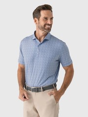 Johnnie-O Mens Featherweight Four Leaf Polo Shirt Lake Blue XL NWT