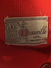 Vintage Slack Bar Deauville Hotel Polo Shirt Mens Large Red Acrylic Miami Beach
