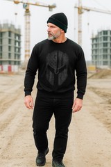 American Flag Spartan Helmet Sweatshirt | Patriotic Warrior Crewneck