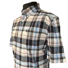 FRED PERRY Shirt Mens LARGE 42″ Chest Short Sleeve Cotton Multicoloured Plaid