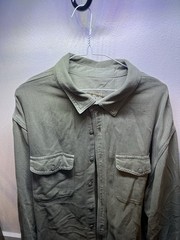 American Eagle Outfitters Cotton Fall Button Down XLT Mens Army Green Pockets