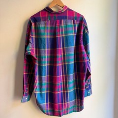 Vintage Ralph Lauren Madras Button Down Plaid Shirt Multicolor Large