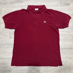 VTG Lacoste Polo Shirt Men SZ 4 Medium Red Short Sleeve Crocodile Logo *READ*