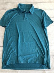 All In Motion Polo Shirt Mens Medium Blue Solid Stretch Lightweight Knit Top