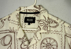 Malibu Drill Clothing Beige Embroidered Southwestern Cowboy Shirt Mens Large