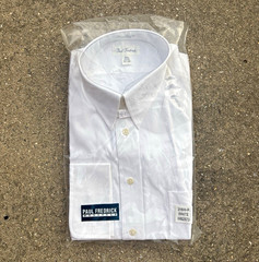 Paul Fredrick Men’s Classic 100% Cotton White Solid Dress Shirt 15.5 34