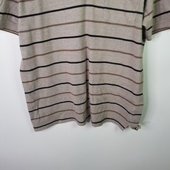 Back Bay Old Money Cotton Polo Shirt Mens Size XL Brown White Slim Sleeve Seam