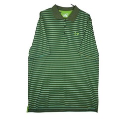 Under Armour HeatGear Golf Polo Shirt Mens XL Green Blue Striped Short