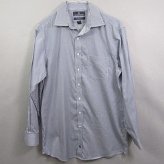 Hart Schaffner Marx Mens Button Up Shirt M 16/34 Blue Pinstripe Non Iron