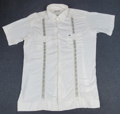 Texas Standard Guayabera Shirt Mens Large White Linen Blend Button Up Cowboy
