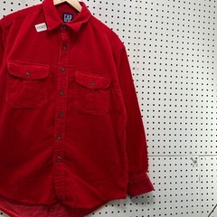 Vintage 90s GAP Corduroy Buttton Shirt Mens Medium Red Pocket 22.5×31