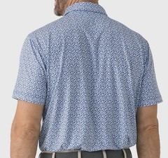 Johnnie-O Lake Blue Four Leaf Featherweight Performance Polo Geo Print Clover XL