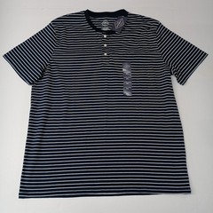 St. John’s Bay Henley Shirt Men’s Size XL Navy Blue White Striped Super Soft NWT
