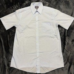 Stafford Easy-Care Mens M Dress Shirt Short Sleeve Blue Cotton Polyester 15-1/2