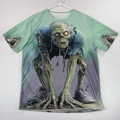 Men’s Halloween Optical Illusion Zombie Horror 3D Graphics T-Shirt 2XL