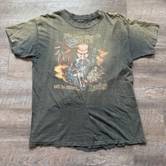 Vintage 1988 Harley FADED 3D Emblem Last Biker On Earth Wizard T-Shirt Rare L