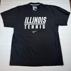 Nike Illinois Tennis Dri-FIT Cotton Graphic Tee Shirt Black Mens Medium