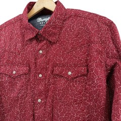 Wrangler Retro Premium Mens XXL Red White Swirl Geometric Western Snap Shirt