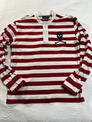 Rowing Blazers Rugby Shirt Red & White Striped Skull and Crossbones Sz Medium