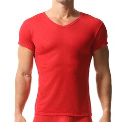 Men’s Ultra-thin Short Sleeve T-shirts V-neck Slim Fit Undershirts Basic Tops XL