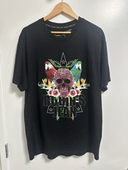 Robin’s Jean T-Shirt Men’s XL Black Graphic Logo Rhinestone Short Sleeve Skull
