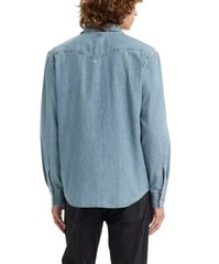 Levi’s Mens Light Blue Standard Fit Cotton Western Snap Button Up Denim Shirt