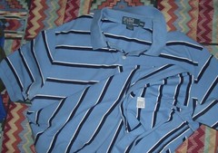Polo by Ralph Lauren Polo Shirt Men’s XXL Blue Navy Striped Short Sleeve Cotton
