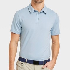 Jersey Polo Shirt All in Motion Wicking Stretch No Roll Collar 3 button Wicking