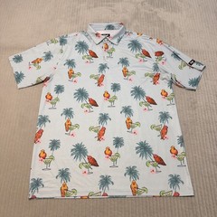 Waggle Golf Parrot Bay performance polo shirt XL tropical Athleisure birds