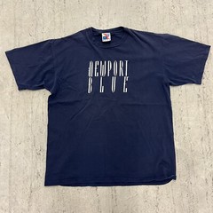 Newport Blue Vintage 90’s Blue Spellout Logo Reverse Mens T-Shirt Size XL 1993