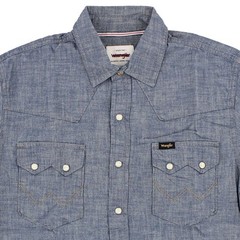 Wrangler Western Men’s Shirt Short Sleeve, Snap Plackard, 2-Pocket, Cotton Blend