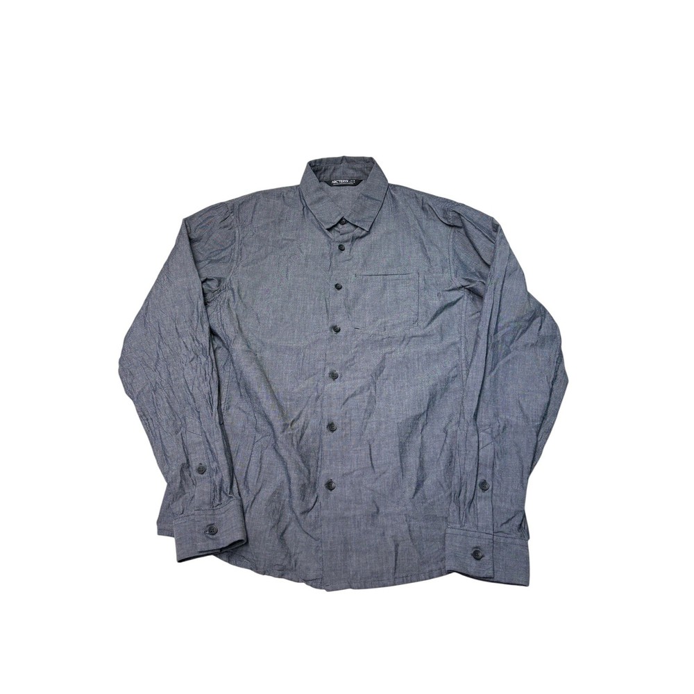 Arcteryx Mens Blue Grey Long Sleeve Button Down Shirt Size M Cotton Viscose