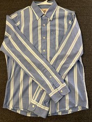 Hollister California Mens Long Sleeve Button Shirt Blue, White Striped Size XL