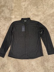 VRST Men’s Long Sleeve Button Down Herringbone Shirt Med BLK Charcoal Size Diffe