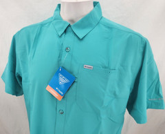 NEW Columbia PFG Slack Tide Camp Green Collared Button Down SS Shirt Men’s XL