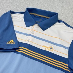 Adidas Golf Polo Shirt Mens Medium Multicolor Short Sleeve Striped Performance