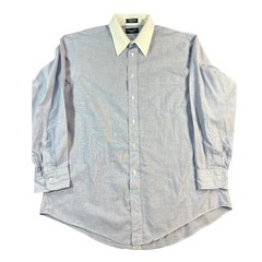 Vtg CHRISTIAN DIOR Monsieur Button Down Shirt Mens 16.5 32/33 Blue White Collar