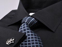 Black Dress Shirt Formal Dinner Event Men Stylish Fashion Double or Button Cuffs