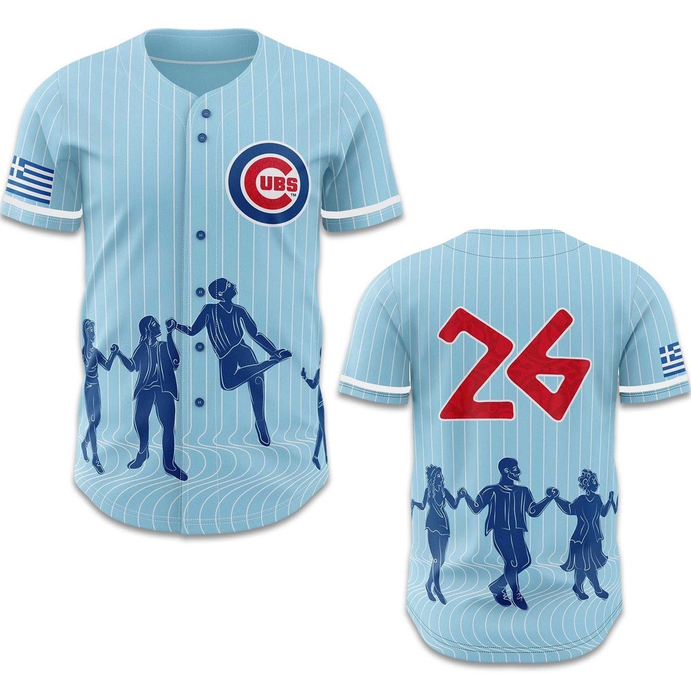 2026 Giveaway Chicago Greek Heritage Baseball Jersey Size S-5XL