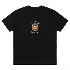 Breakfast Graphic Printed Gift For Friends Black T-Shirt