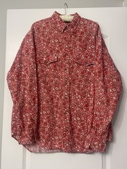 Vintage Thornton Bay Men’s L Floral Button Down Shirt Red 100% Cotton Gorpcore