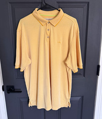 Tommy Bahama Men’s XL Yellow/White Check Short Sleeve Collared Knit Polo