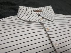 Peter Millar Summer Comfort HUMMINGBIRDS Embroidered Striped Golf/Polo Shirt L