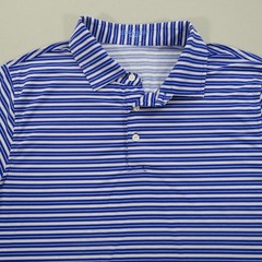 B Draddy Sport Polo Medium Mens Blue Grey White Cooling Performance Golf Shirt