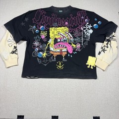 Civil Regime x SpongeBob Distressed Twofer Tee Vintage Black Butter Large NEW