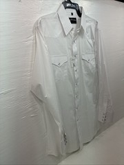 New Men’s White Horse White Long Sleeve Pearl Snap Large Tall AA-44