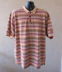 Two-Under Golfwear Polo Shirt Mens XL COTTON Neutral Stripe Vintage 90s